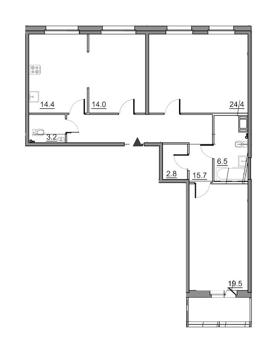 Трехкомнатная квартира в : площадь 103.1 м2 , этаж: 2 – купить в Санкт-Петербурге